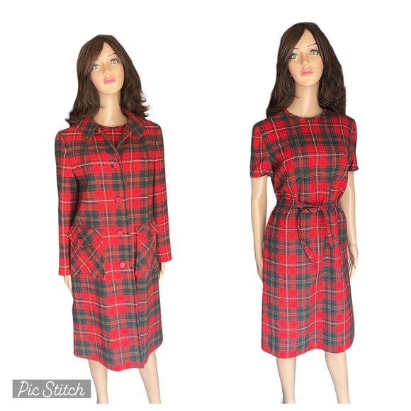 VTG PENDLETON WOOLENS PLAID TARTANS OVERCOATS and dress size 14 - Picture 1 of 16